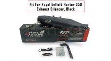 Fit For Royal Enfield Hunter 350 Stainless Steel Exhaust Silencer Black - SPAREZO